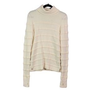 Lacoste Cream Ribbed Turtleneck Sweater
